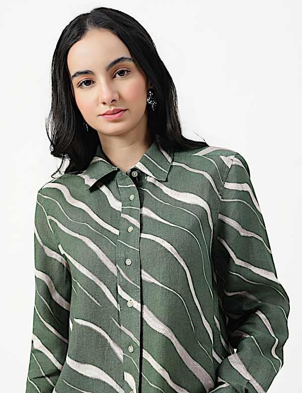 Pure Linen Spread Collar Shirt