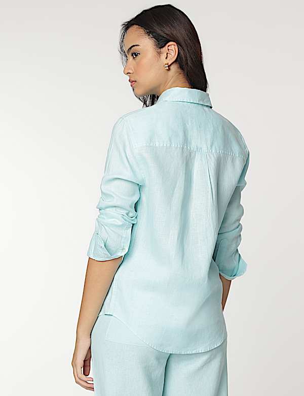 Pure Linen Spread Collar Shirt