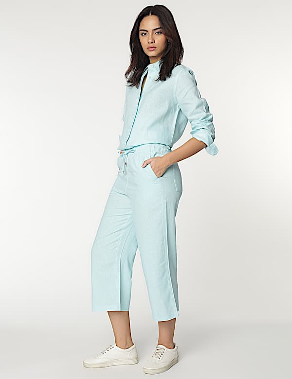 Pure Linen Spread Collar Shirt
