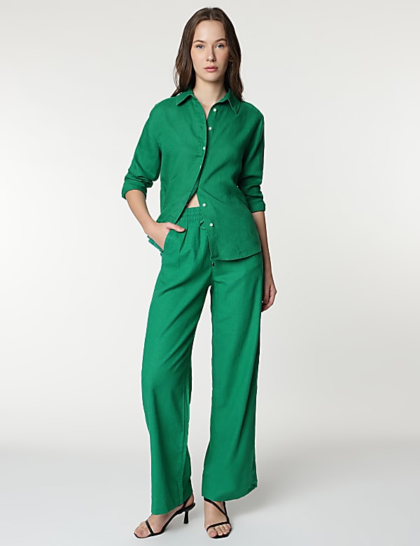 Pure Linen Spread Collar Shirt