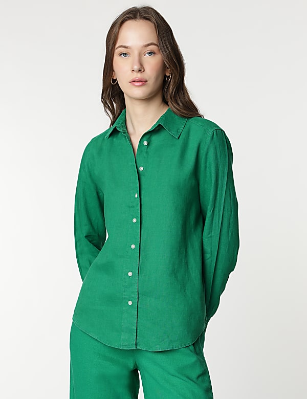 Pure Linen Spread Collar Shirt