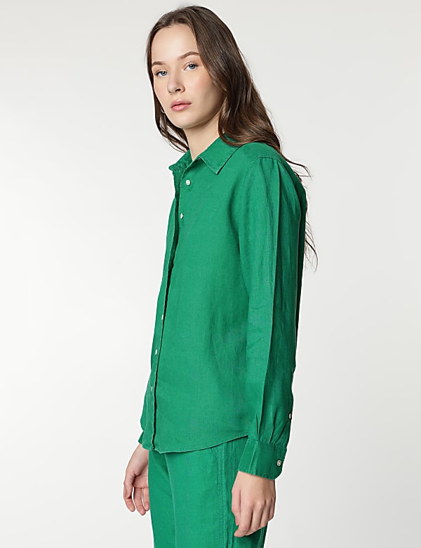 Pure Linen Spread Collar Shirt