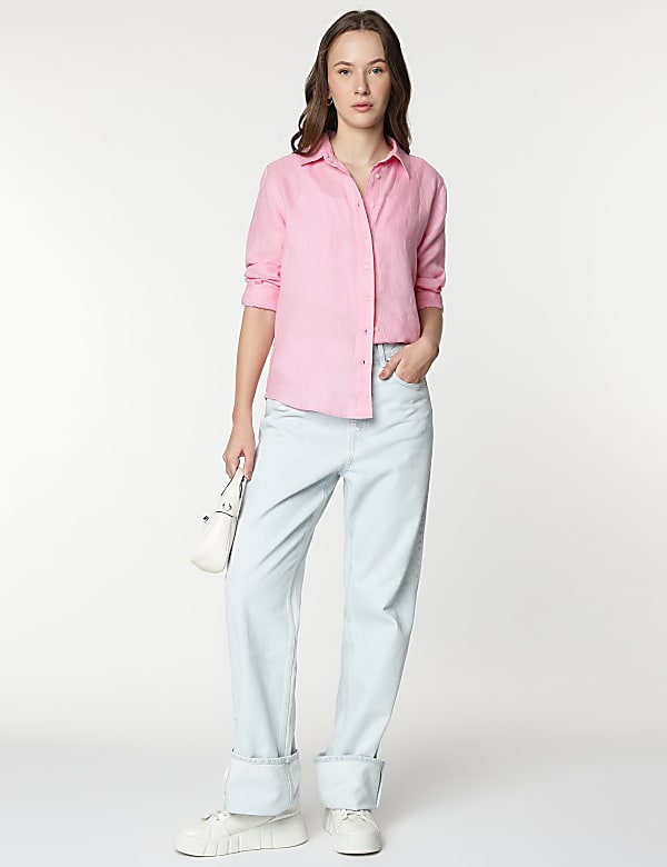 Pure Linen Spread Collar Shirt
