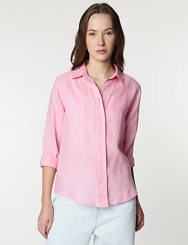 Pure Linen Spread Collar Shirt