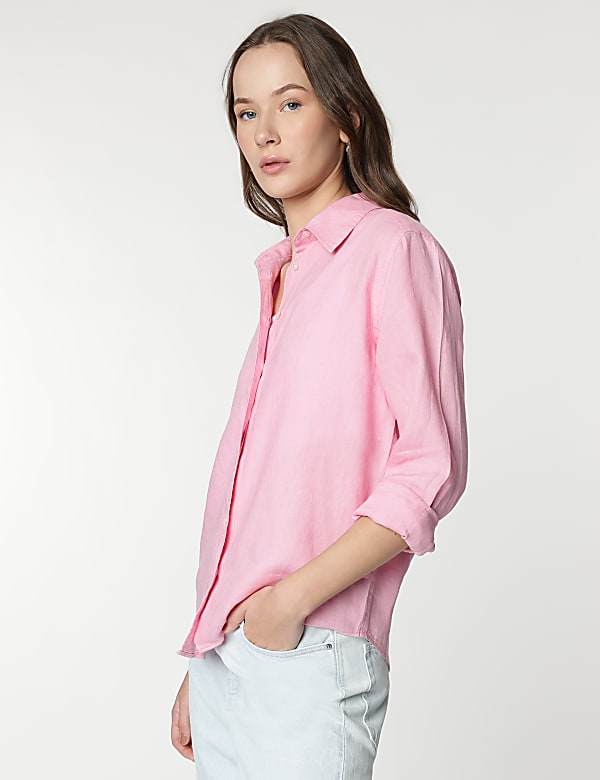 Pure Linen Spread Collar Shirt