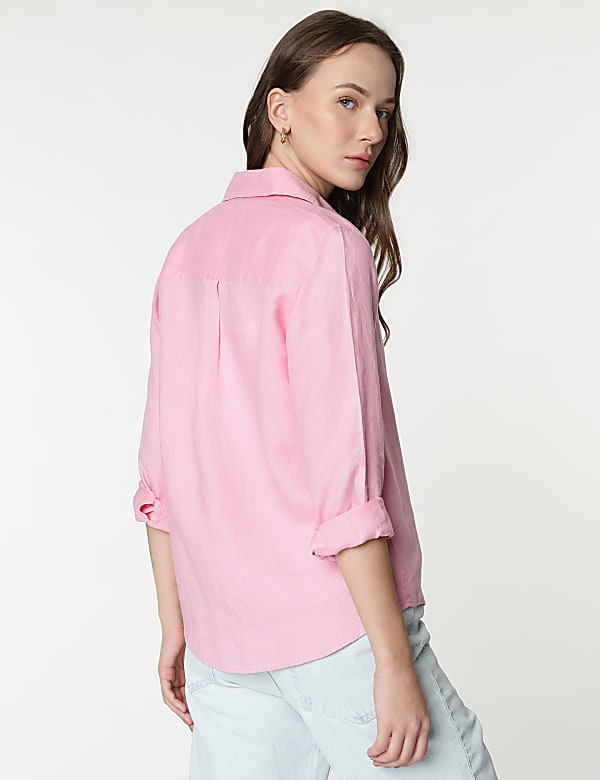 Pure Linen Spread Collar Shirt