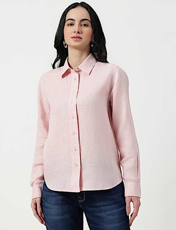 Pure Linen Spread Collar Shirt