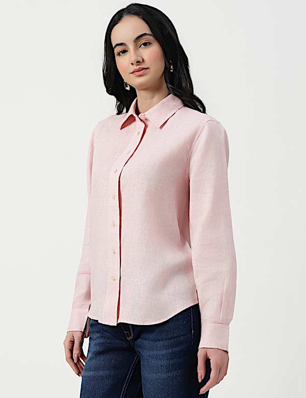 Pure Linen Spread Collar Shirt