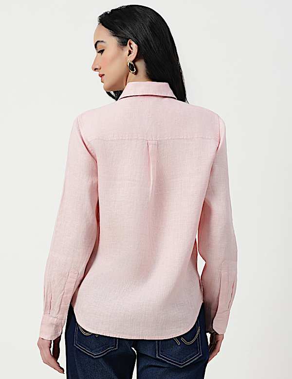 Pure Linen Spread Collar Shirt