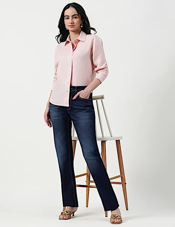 Pure Linen Spread Collar Shirt