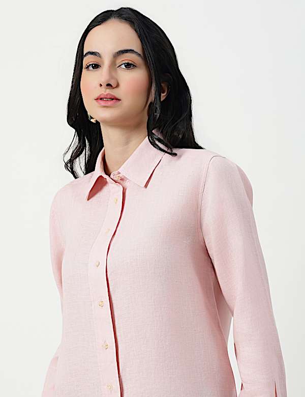 Pure Linen Spread Collar Shirt