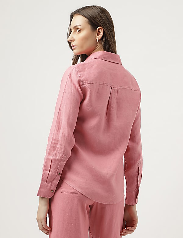 Pure Linen Spread Collar Shirt