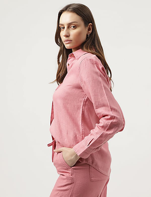 Pure Linen Spread Collar Shirt
