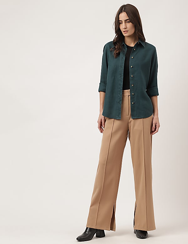 Pure Linen Spread Collar Shirt