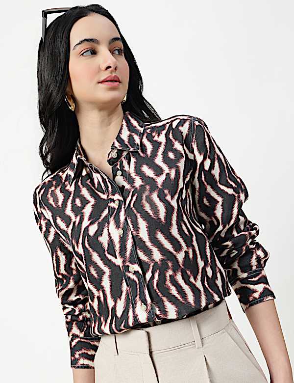 Pure Linen Spread Collar Shirt