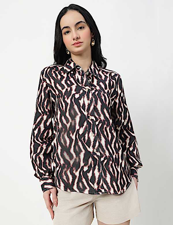 Pure Linen Spread Collar Shirt