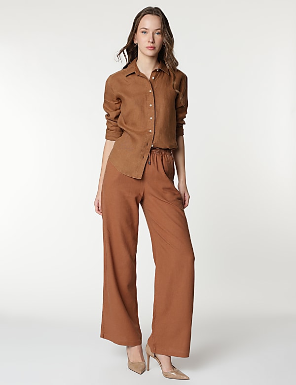 Pure Linen Spread Collar Shirt