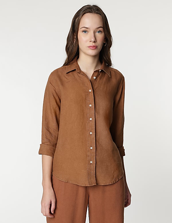 Pure Linen Spread Collar Shirt