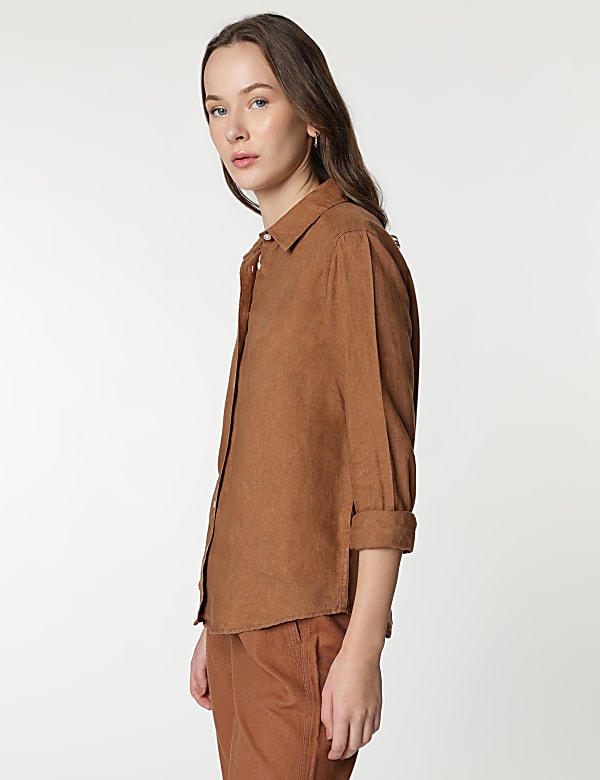 Pure Linen Spread Collar Shirt