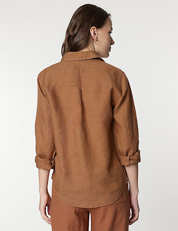 Pure Linen Spread Collar Shirt