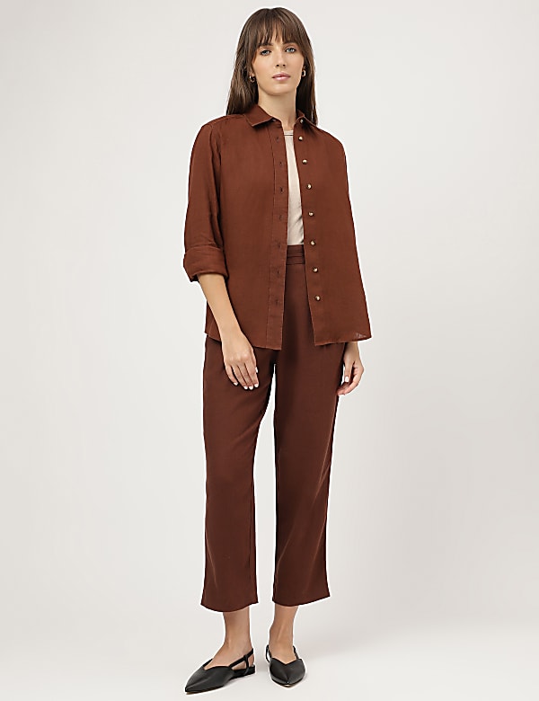 Pure Linen Spread Collar Shirt