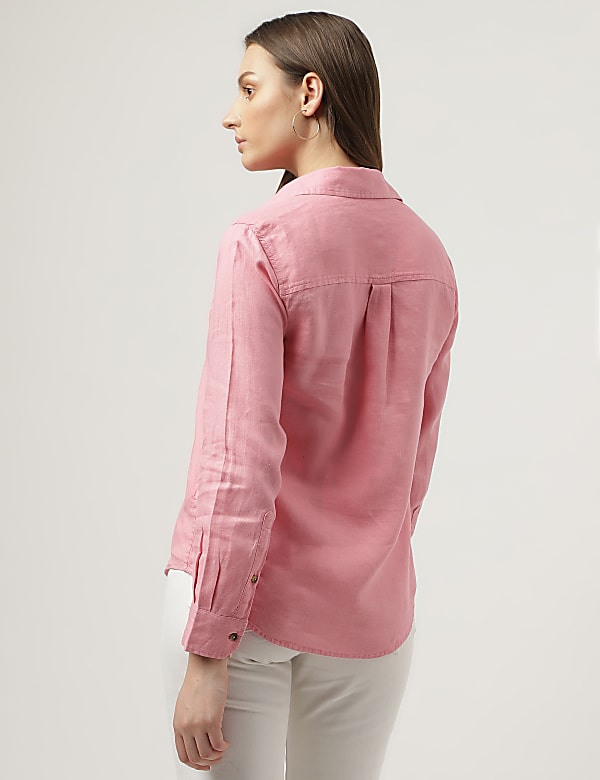 Pure Linen Spread Collar Shirt
