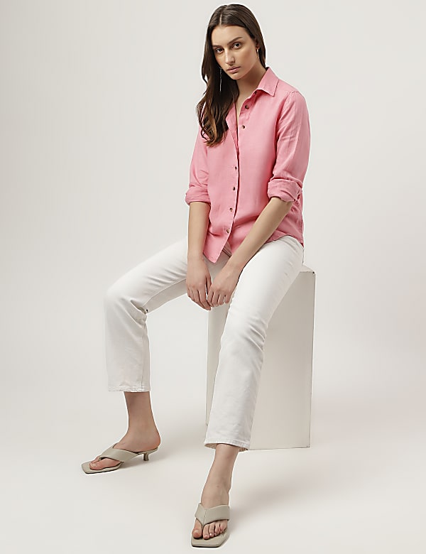 Pure Linen Spread Collar Shirt