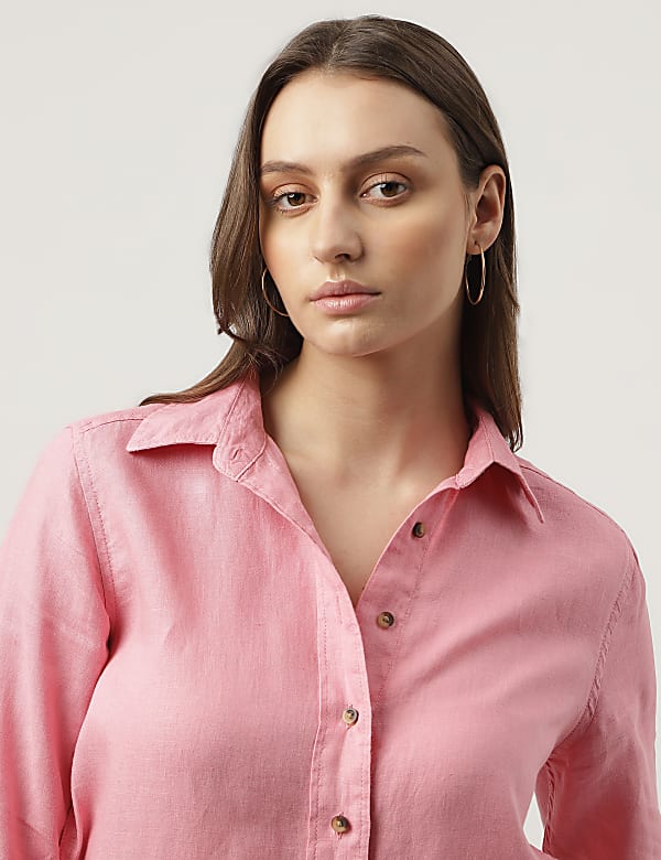 Pure Linen Spread Collar Shirt