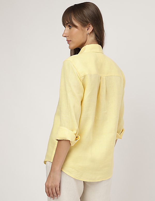 Pure Linen Spread Collar Shirt