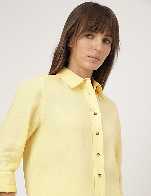 Pure Linen Spread Collar Shirt