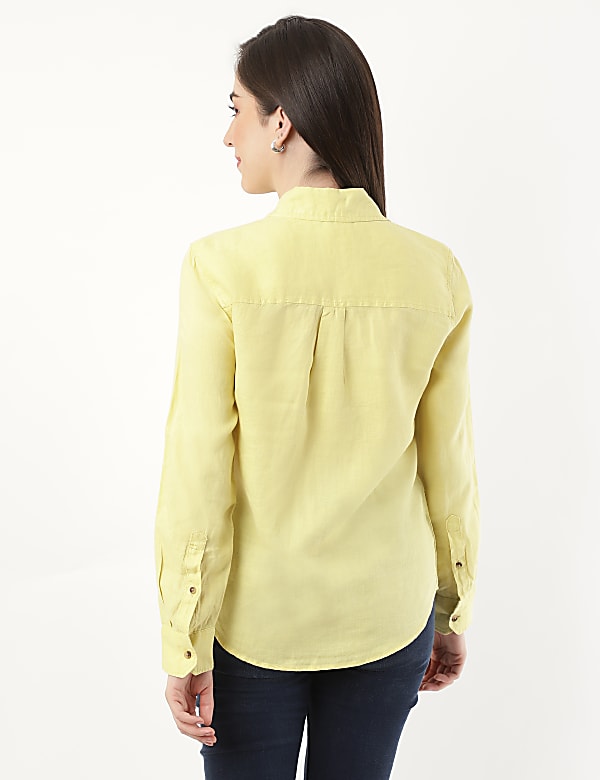 Pure Linen Spread Collar Shirt