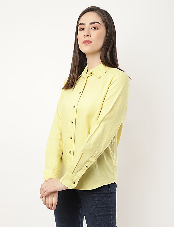 Pure Linen Spread Collar Shirt