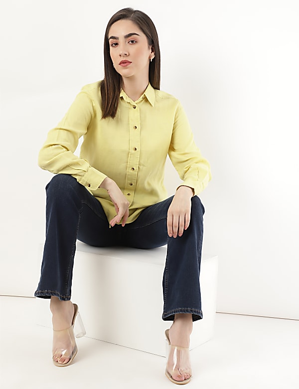 Pure Linen Spread Collar Shirt