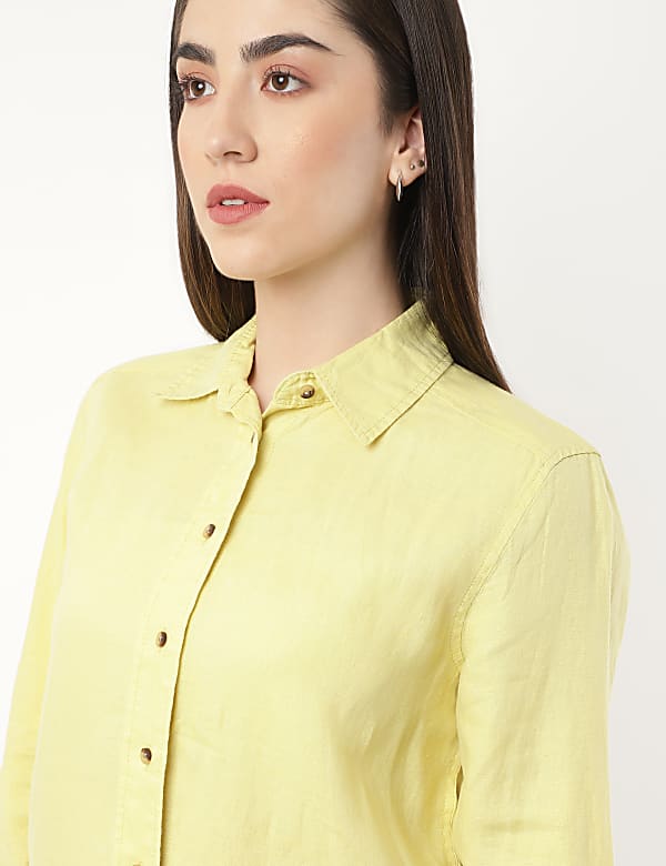 Pure Linen Spread Collar Shirt