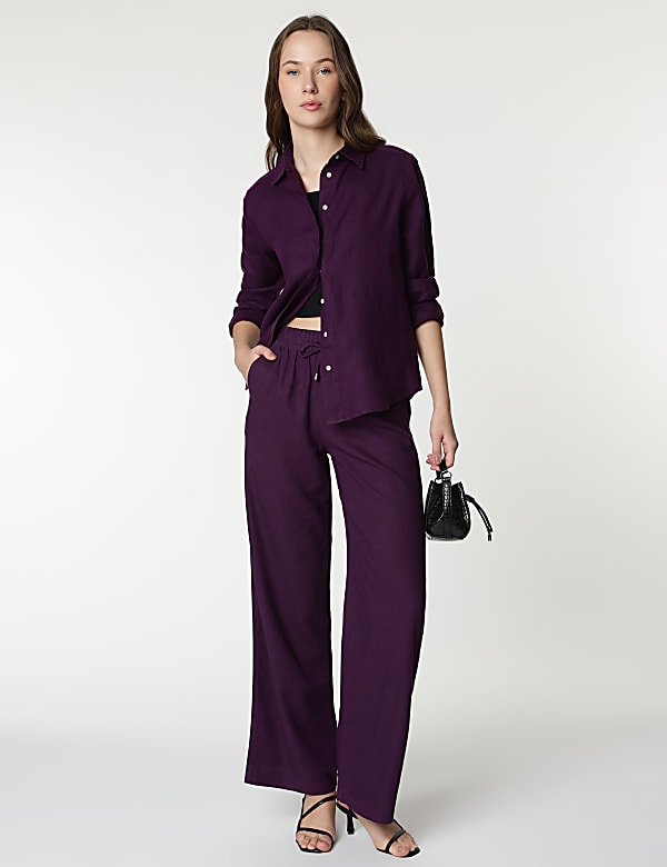 Pure Linen Spread Collar Shirt