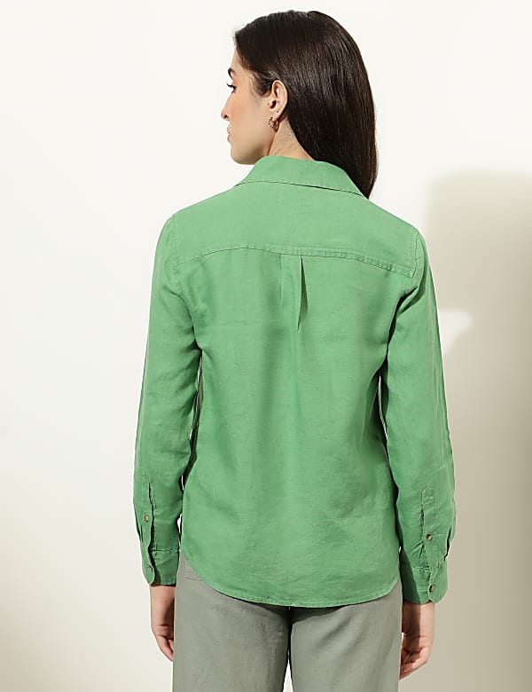 Pure Linen Spread Collar Shirt