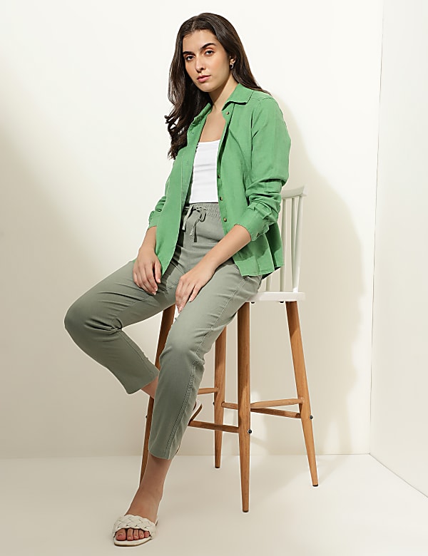 Pure Linen Spread Collar Shirt