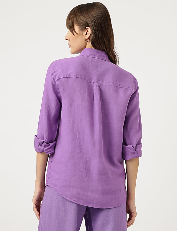 Pure Linen Spread Collar Shirt