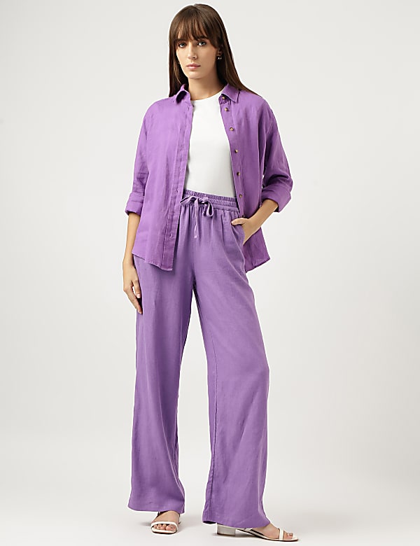 Pure Linen Spread Collar Shirt