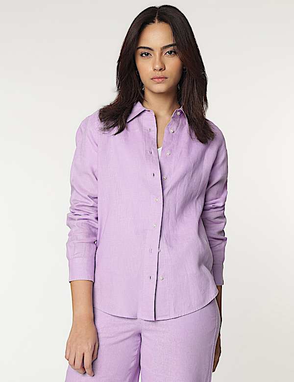 Pure Linen Spread Collar Shirt