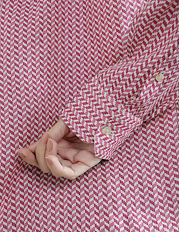 Pure Linen Plain Spread Collar Shirt