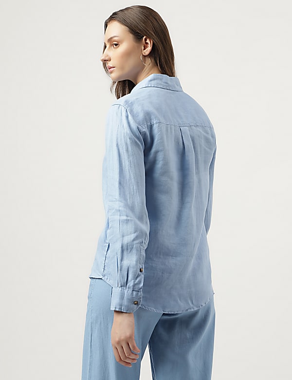 Pure Linen Spread Collar Shirt