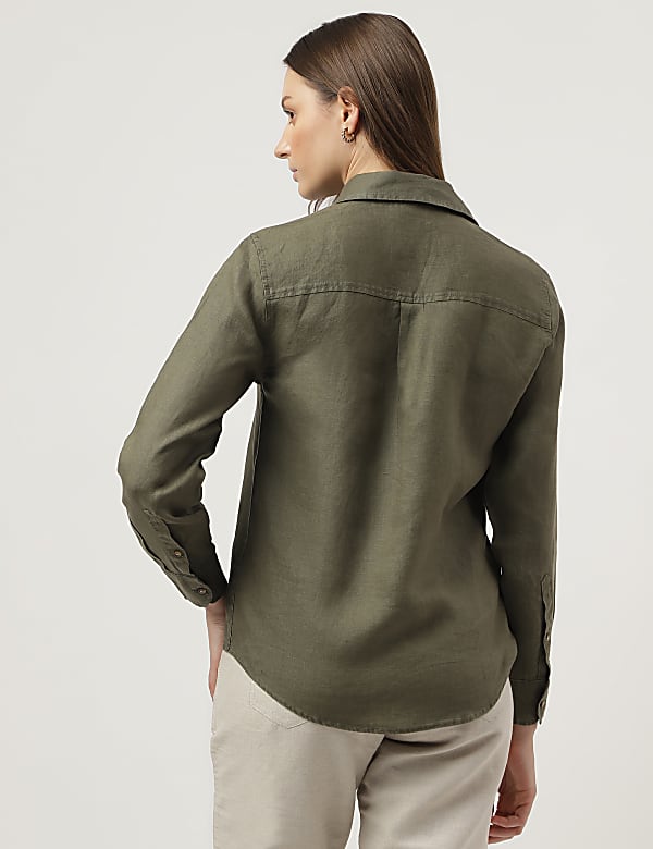 Pure Linen Spread Collar Shirt