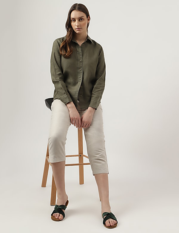 Pure Linen Spread Collar Shirt