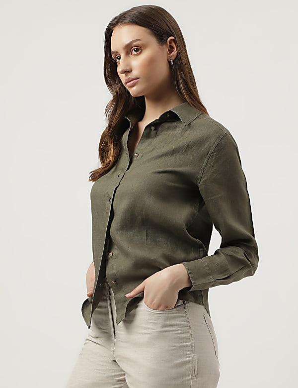 Pure Linen Spread Collar Shirt