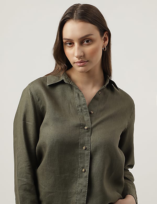 Pure Linen Spread Collar Shirt