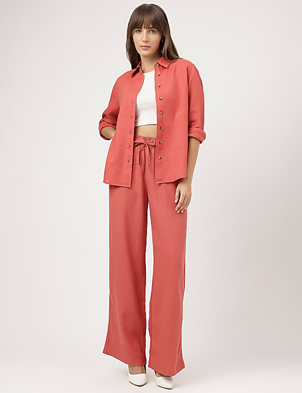 Pure Linen Spread Collar Shirt