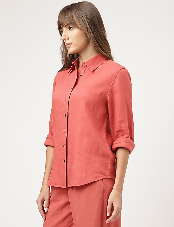 Pure Linen Spread Collar Shirt