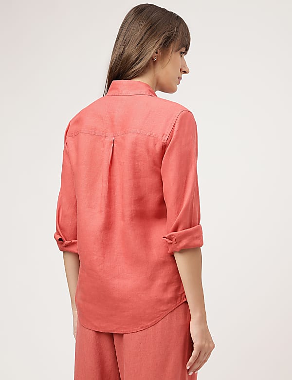 Pure Linen Spread Collar Shirt
