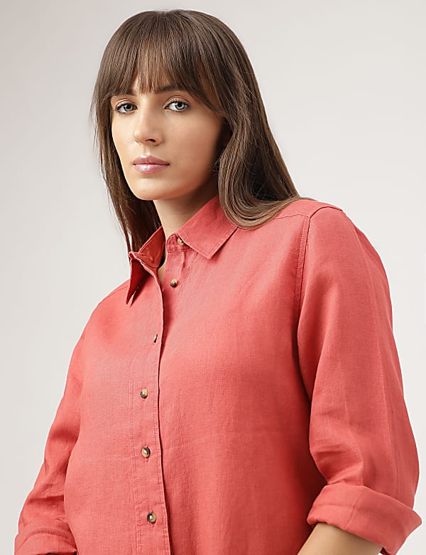 Pure Linen Spread Collar Shirt